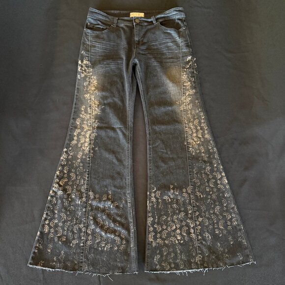 Rare Free People Wildwind Printed Wideleg Jeans Sz 30 - Picture 4 of 15